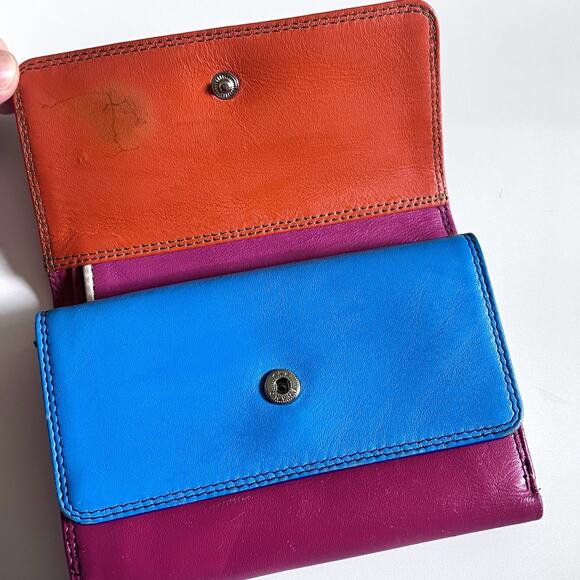 Mywalit Colorful Colorblock Leather Trifold Wallet Made in Italy - Please Read - Picture 2 of 13